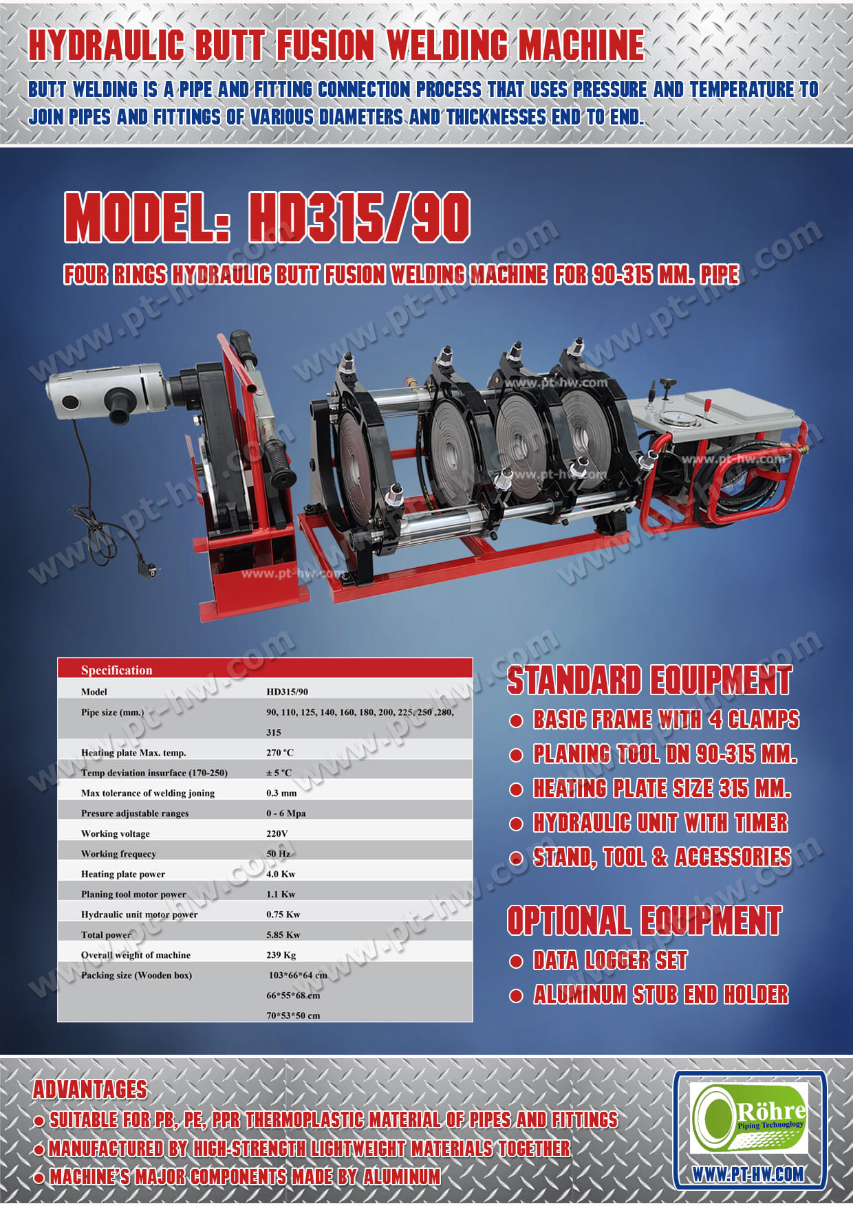 เครื่องเชื่อมท่อ HDPE 315 mm.