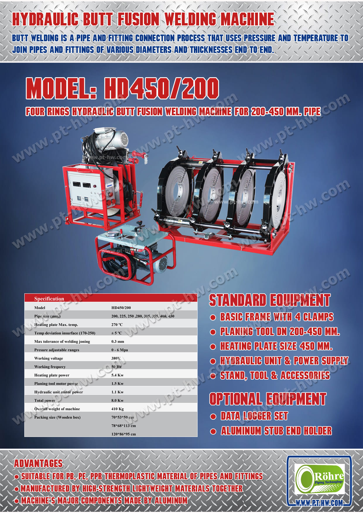 เครื่องเชื่อมท่อ HDPE 450 mm.