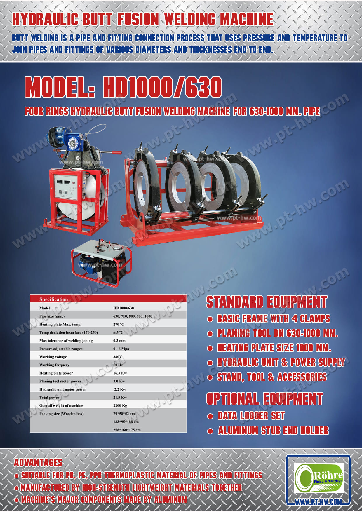 เครื่องเชื่อมท่อ HDPE 1000 mm.