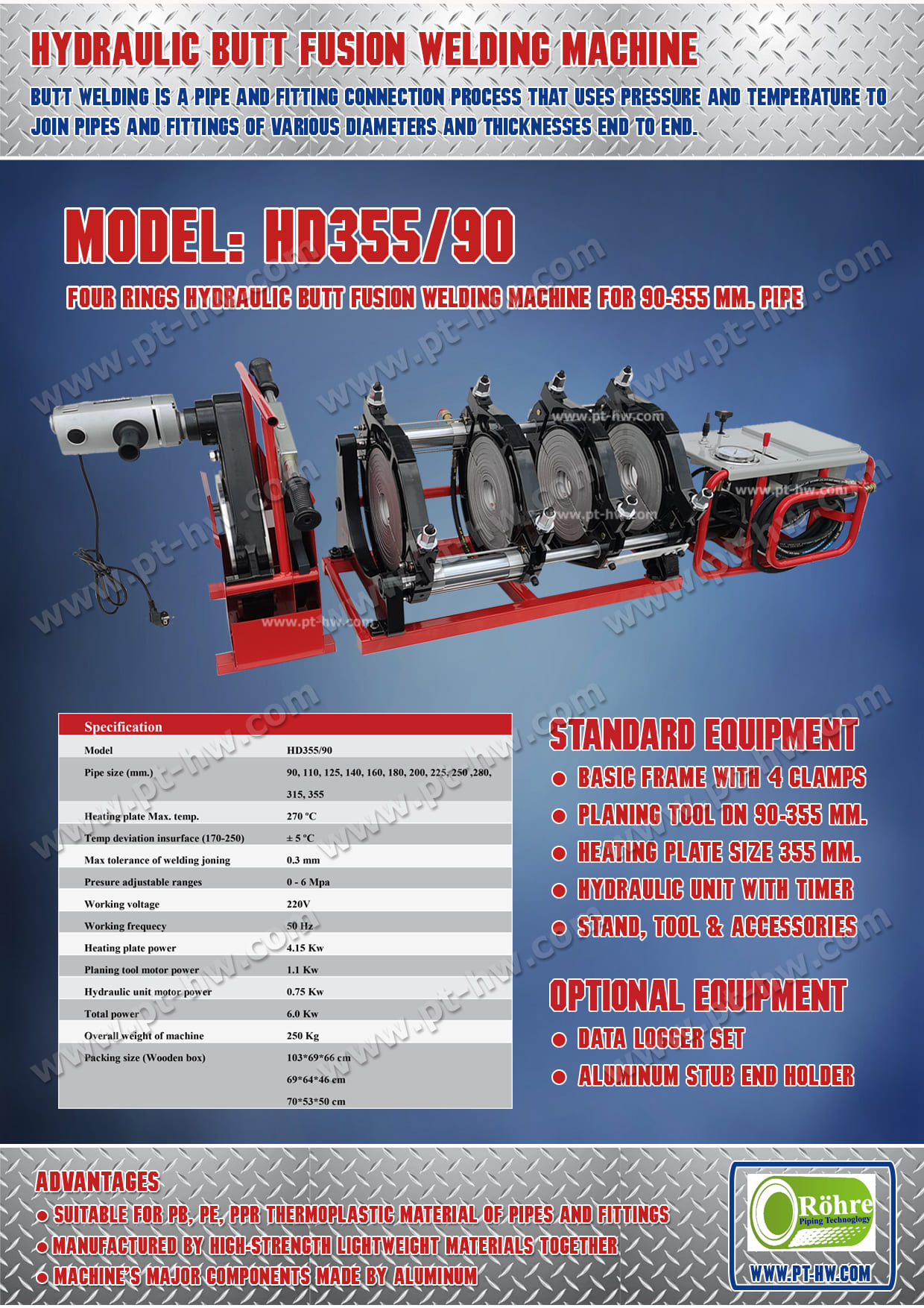 เครื่องเชื่อมท่อ HDPE 315 mm
