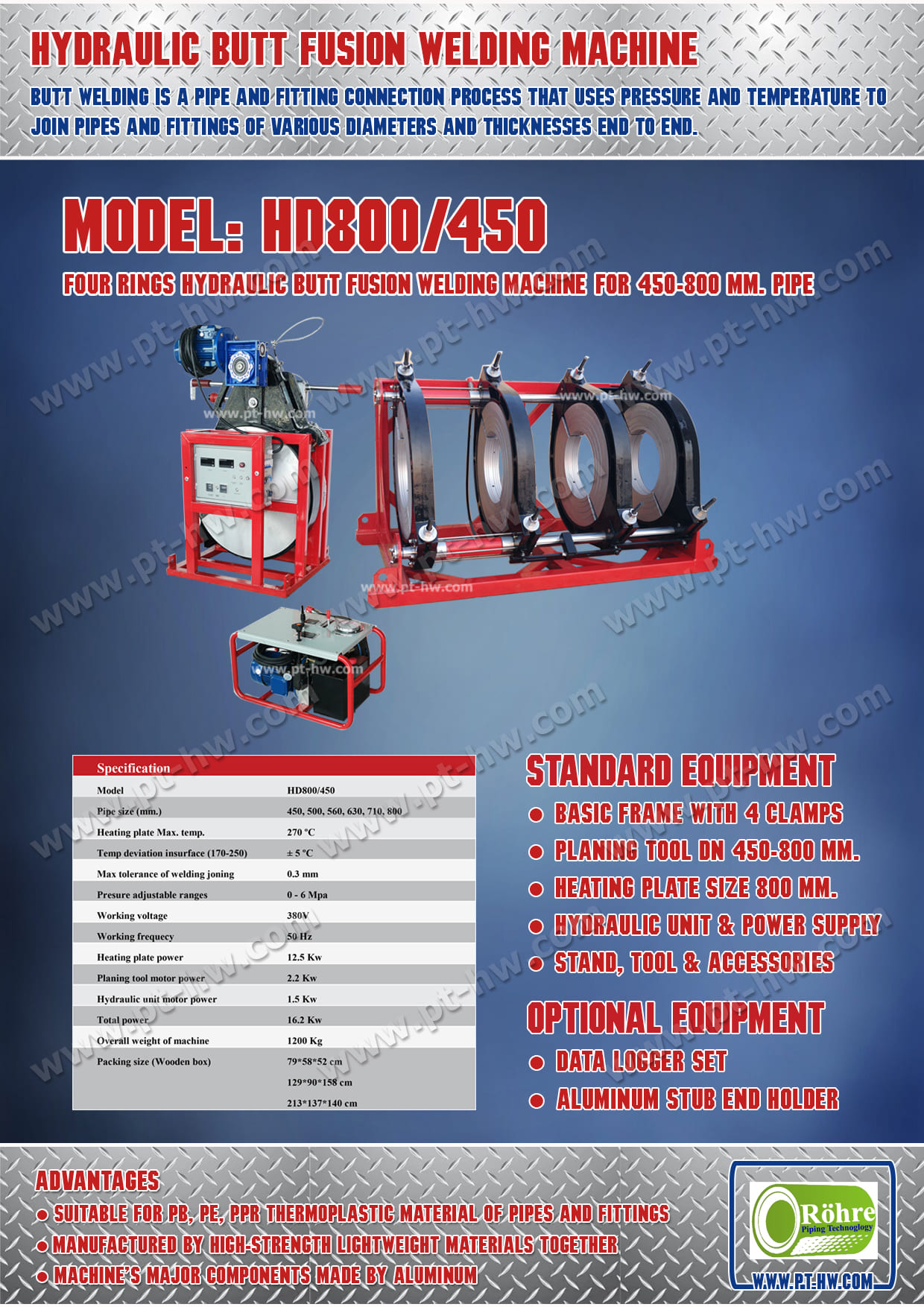 เครื่องเชื่อมท่อ HDPE 800 mm.